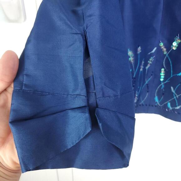 Vintage Jacket Womens M Silk Sequin Embroidered Florals Mature Formal Event ICE - Picture 5 of 9